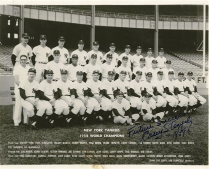 1958 New York Yankees World Champions Team Photo Signed By Casey Stengel 